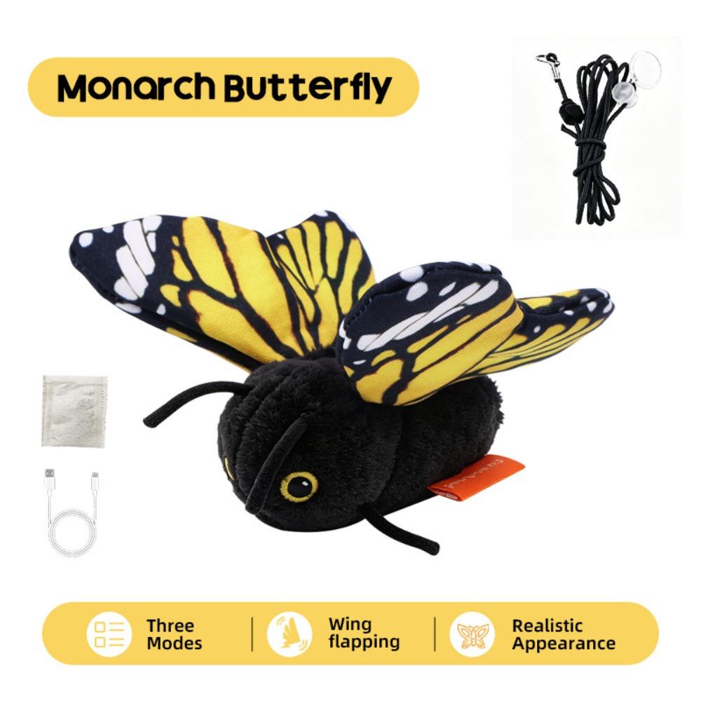 Realistic Wing Motion Flapping Butterfly Toy Rechargeable Interactive Cat Toy Indoor Cats