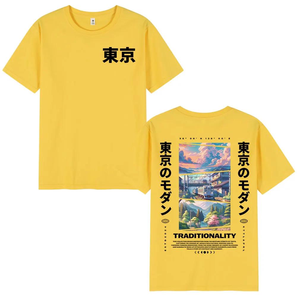 Japanese Tokyo Cherry Blossoms T Shirts Unisex Women Clothing Short Sleeve Cotton T Shirt Fashion Harajuku Tshirt Streetwear