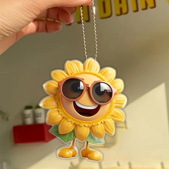 Подвеска на зеркало заднего вида автомобиля 'Подсолнух' Акриловое украшение для автомобиля для рождественской елки Легкое подвесное украшение