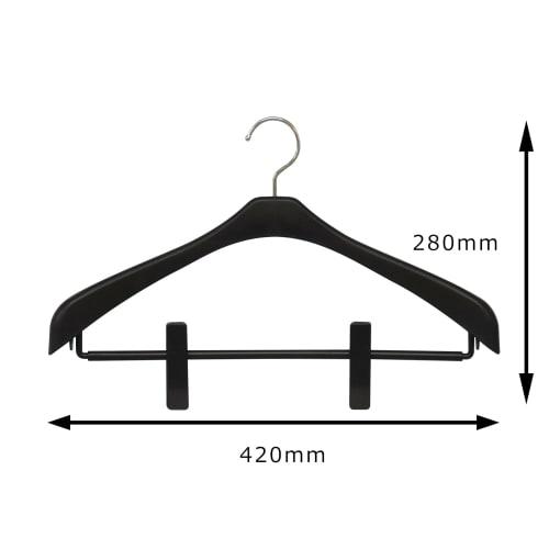 Shinko Hanger Basic Suit Hanger with Reverse Jacket Slim Clip 42, Black, Made in Japan, 360-Degree Rotating Hook, Skirt Pinch, Coat, Outerwear, Anti-S