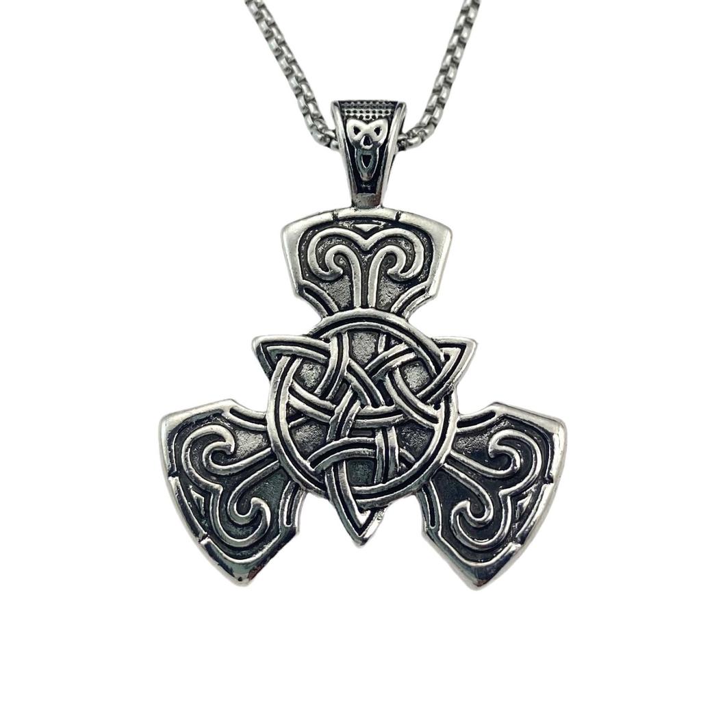 Винтажное ожерелье в скандинавском стиле, культура узлов встречается с золотым кулоном, титановая сталь, цепочка для свитера, аксессуары