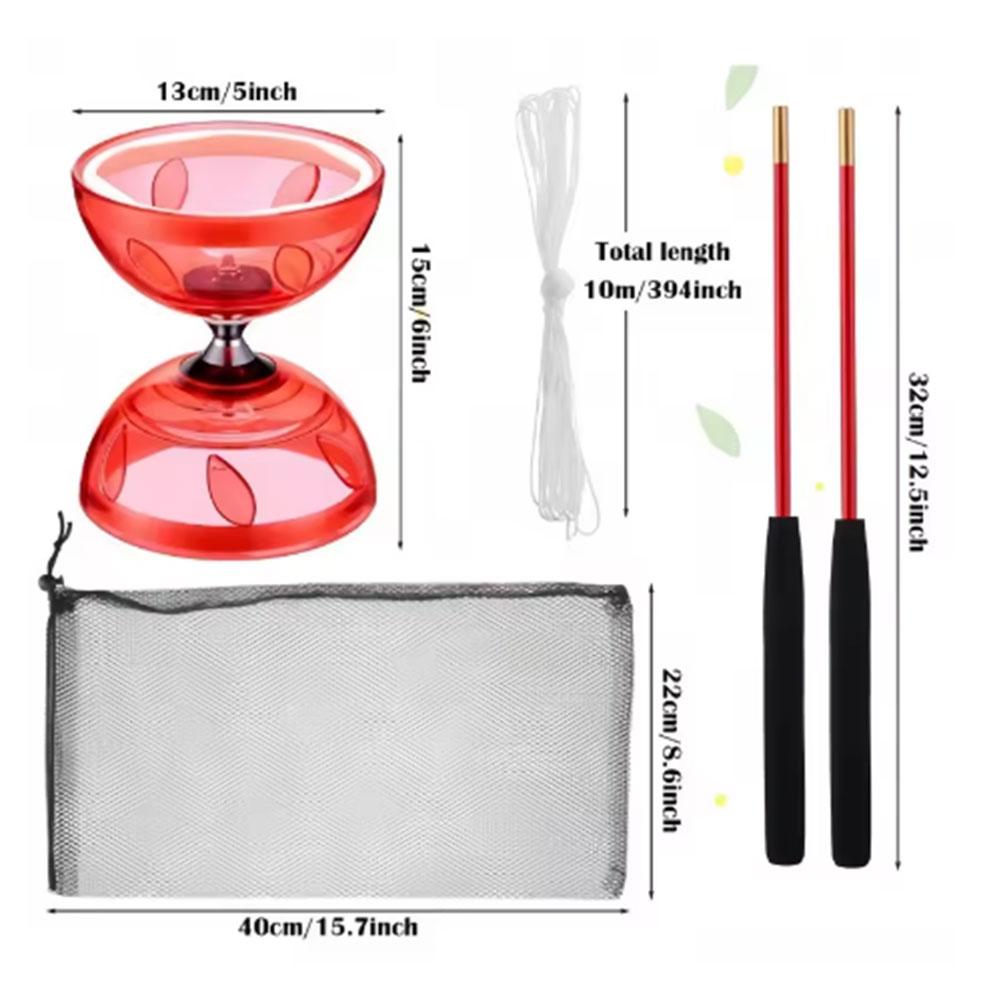 Chinese Yoyo Diabolo Set with 2 Diabolo Sticks String and Net Bag Portable Diabolo Juggling Diabolo for Fun