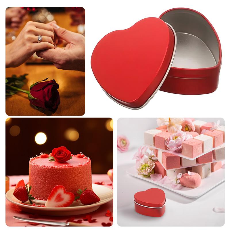 4 шт. Жестяная коробка, шкатулка для украшений, коробка для конфет, красная в форме сердца, портативная подарочная упаковочная коробка, коробка для хранения, День святого Валентина, мини