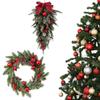 Bowknot Xmas Tree Garland DIY Window Hanging Decor Artificial Christmas Wreath  Photographic Prop