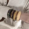 DIEZI Punk Fashion 4 Colors Round Wood Bangles Fashion Vintage Hip Hop Geometric Star Wide Bangle Bracelet For Women Men Jewelry