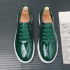 Spring Autumn Leather Shoes High Quality Patent Leather Casual Shoes Lace Up Sneakers Green Fashion Sole Designer Leather Shoes