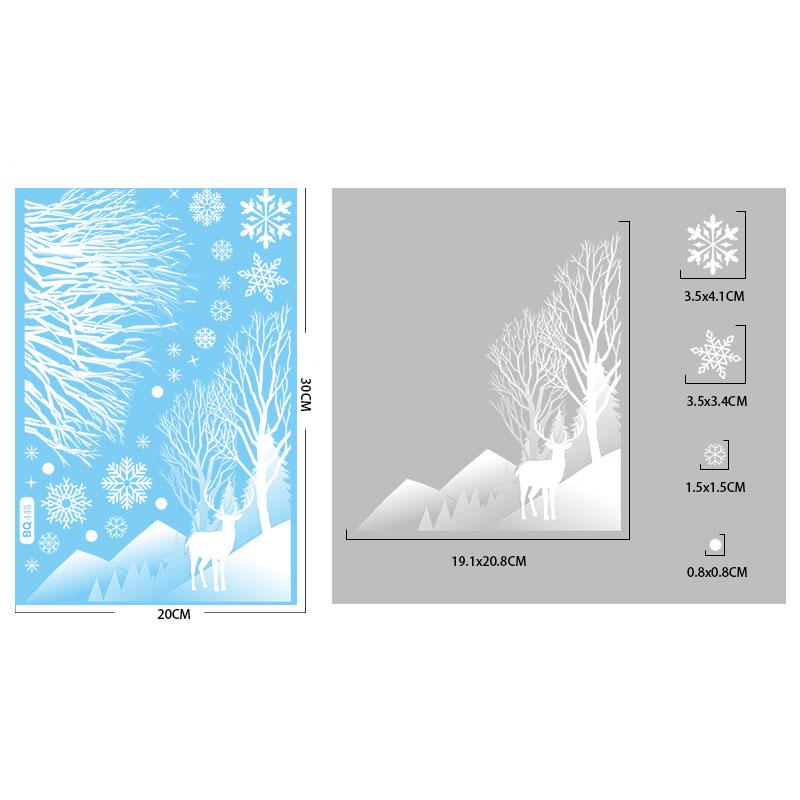 Christmas Winter Snowflake Stickers Santa Claus Xmas Tree Branch Window Glass Sticker Merry Christmas Decor Happy New Year