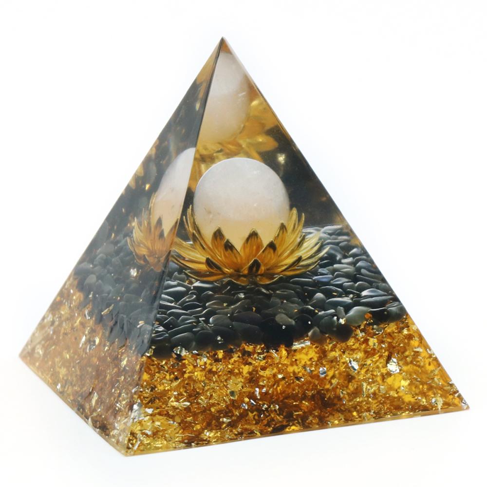 1Pc Orgonite Pyramid,With Protection From Crystals Energy Generator For Stress Reduce Meditation Wealth Attraction For Home Decor Jewelry 6x6 Cm