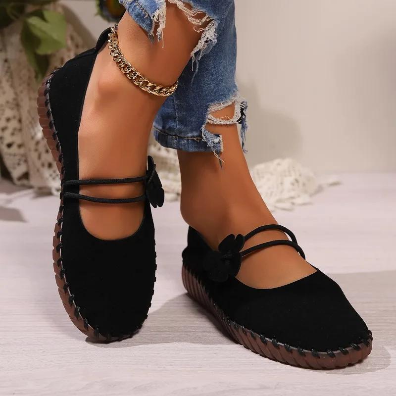 Мода 2024 года, брендовая женская обувь, большие размеры, женская обувь на плоской подошве, модная повседневная обувь на плоской подошве с цветочным принтом, горячая распродажа, круглый носок, легкие туфли на плоской подошве, низкие каблуки, Zapatos