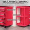 Workshop Cart Tool Cart with 7 Drawers, Removable Side Shelf, 4 Casters with Locking Brake, 96x33.5x75cm, Red