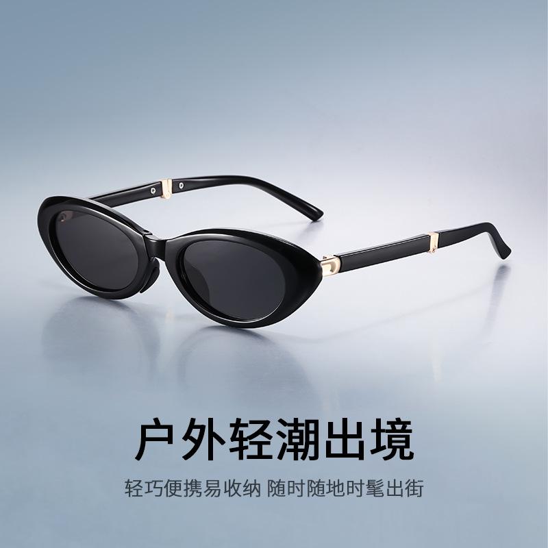 New Fashionable Trendy Foldable Cat-Eye Sunglasses s104Metal tr Hinged silicone nose pad sunglasses for women