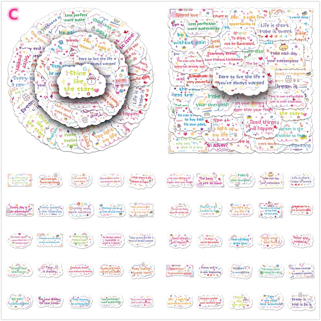 50Pcs Funny Wisdom Sentences Stickers DIY Fashion Waterproof Doodle Decals Stickers