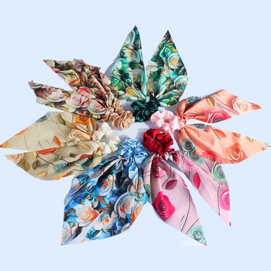 Повязка на голову Цветочный принт Форма банта Высокая эластичность Резинка для волос Не раздражает кожу головы Волосная веревка Универсальный аксессуар для волос