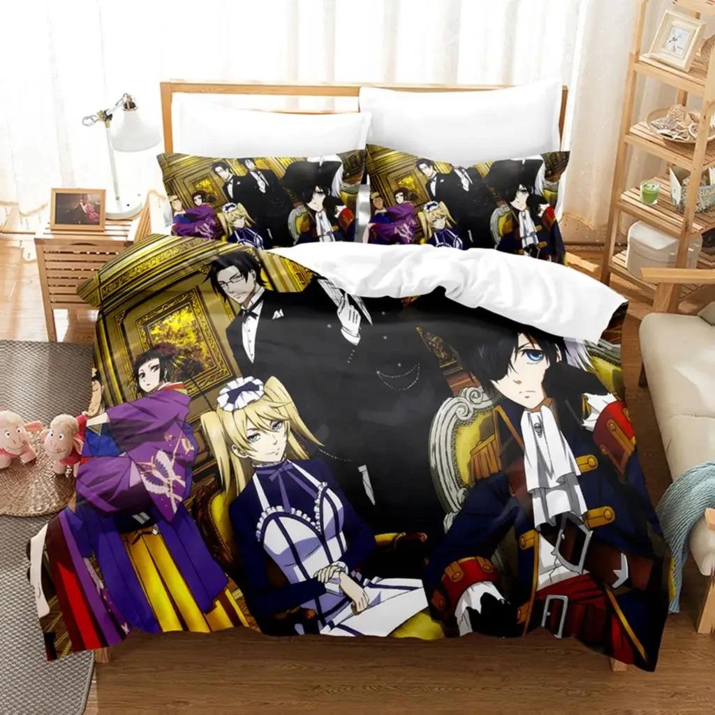 Комплект постельного белья «Темный дворецкий» из аниме «Себастьян Сиэль», пододеяльник, наволочка, размер «King Queen Twin» для мальчиков и девочек, для взрослых