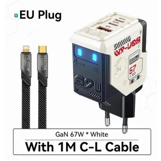 67 Вт GaN зарядное устройство Mecha Robot три порта QC PD блок быстрой зарядки адаптер питания для iPhone ноутбук MacBook Samsung Galaxy Google