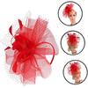 Fascinator Hat Mesh Wedding Hat for Women with Hair Clip and Headband, Red Cocktail Party Flapper Accessory for Tea Party and Special Occasions