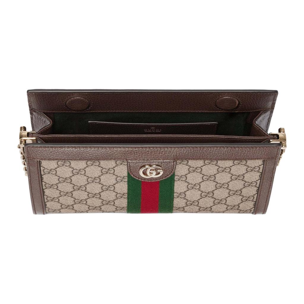 Gucci Ophidia GG Monogram Iconic Web Stripe Medium Shoulder Bag Women Shoulder Bag Beige Dark-Brown Light-Gold 837428-FAE0J-9867
