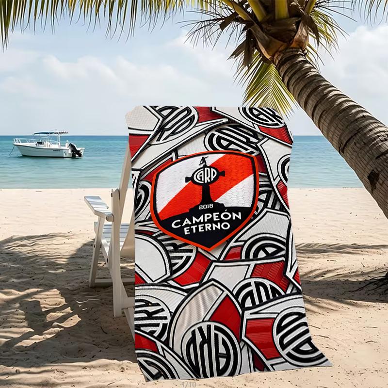 Beach Towel with Club Atlético River Plate Pattern - soft,absorbent,machine washable Lightweight&Modern,swimming,Travel Essentials