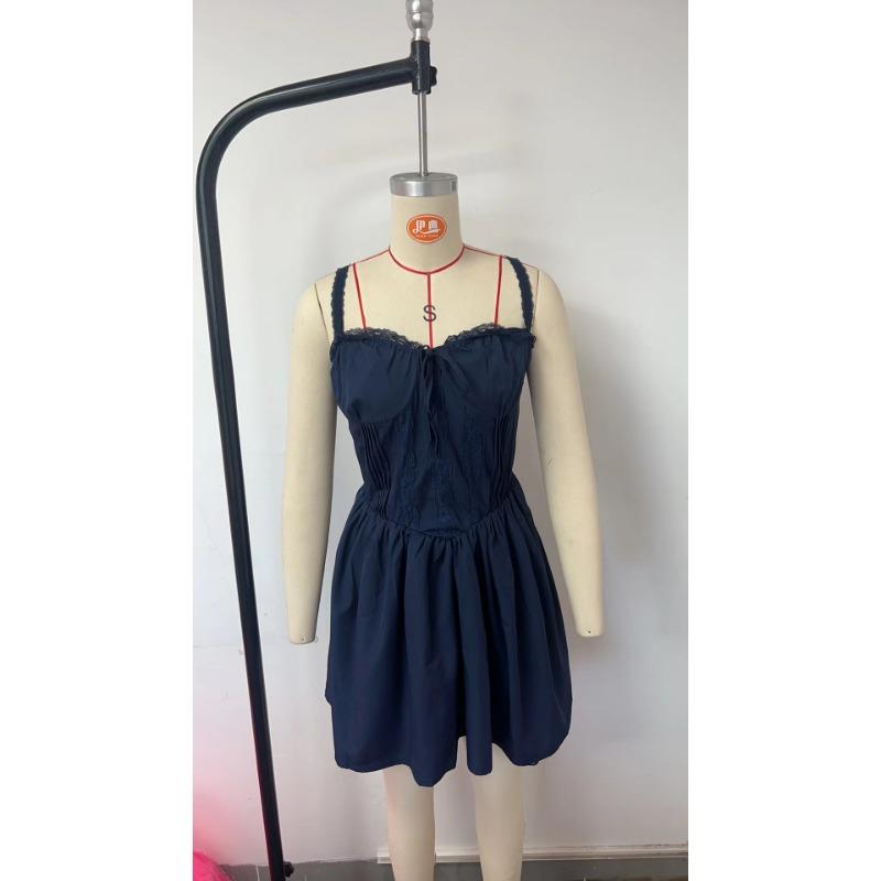 Модное элегантное кружевное платье с подтяжками, женское платье с открытой спиной для выпускного вечера, короткое женское плиссированное повседневное платье А-силуэта, женская одежда