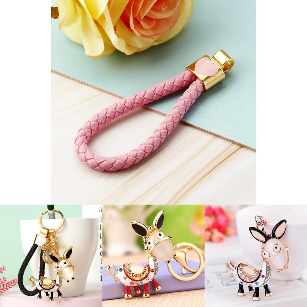 Creative Rhinestone Donkey Car Keychain Metal Keyring Unique Gift Idea For Friends