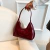 Premium Shiny Leather Enameled Bread Bag for Women Elegant Underarm Bag Fashionable Shoulder Bag