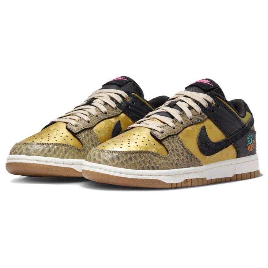 Nike Женские кроссовки Dunk Low Día De Muertos золотисто-черные хаки FQ8148-010