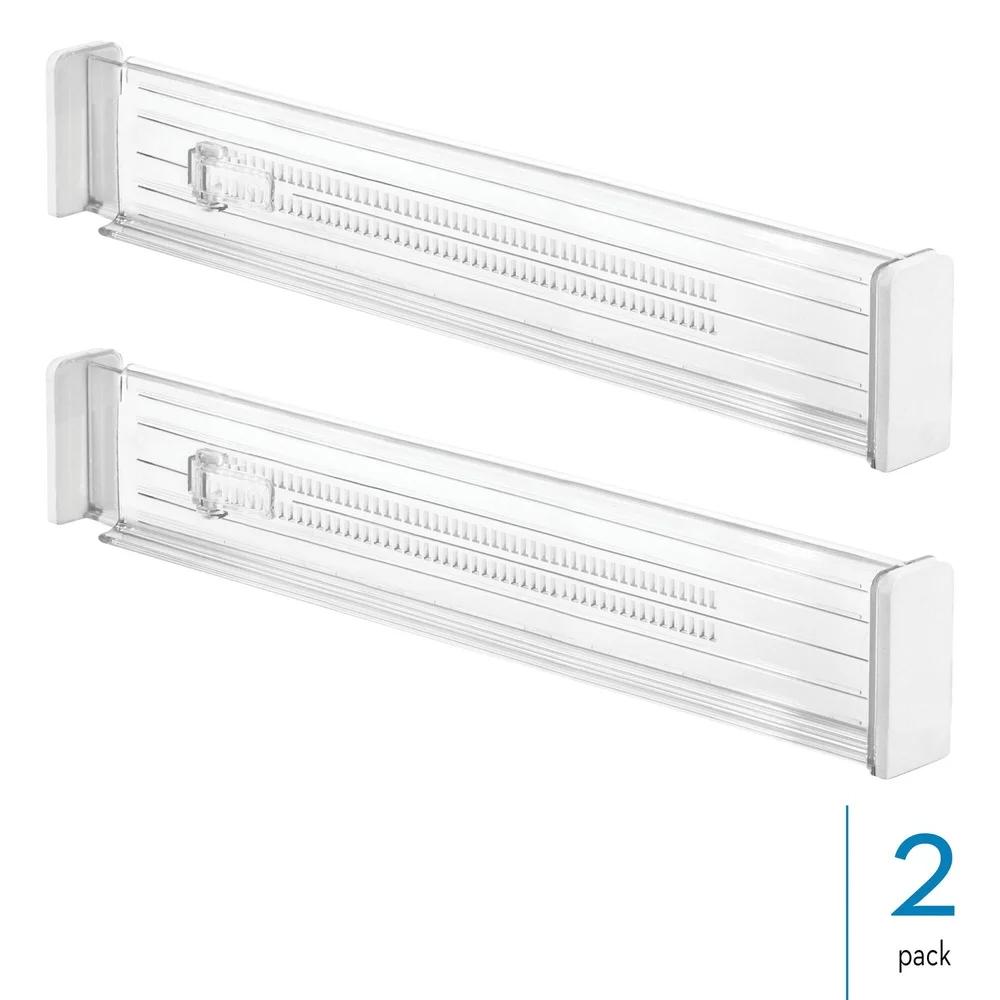 Plastic Drawer Dividers Set of 2 Adjustable Storage Organizers Home Office Kitchen Bathroom Clutter Management