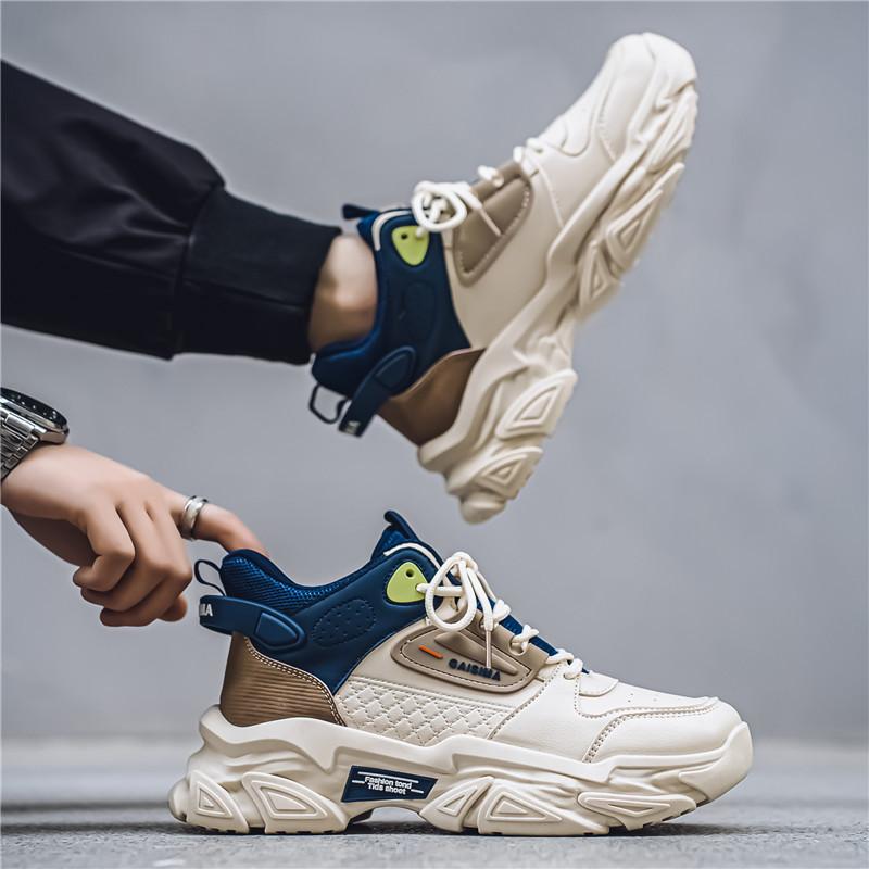 Autumn and winter new thick-soled leather dad shoes sports and leisure shoes