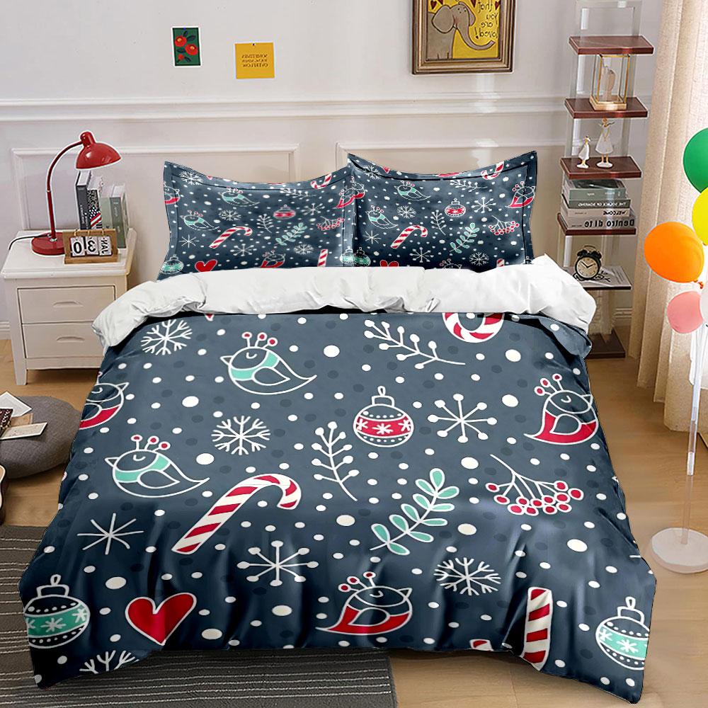 Christmas Birds Pattern Design Bedding Duvet Cover Set Duvet Cover Pillowcases (1*Duvet Cover 2*Pillowcases, without duvet insert)