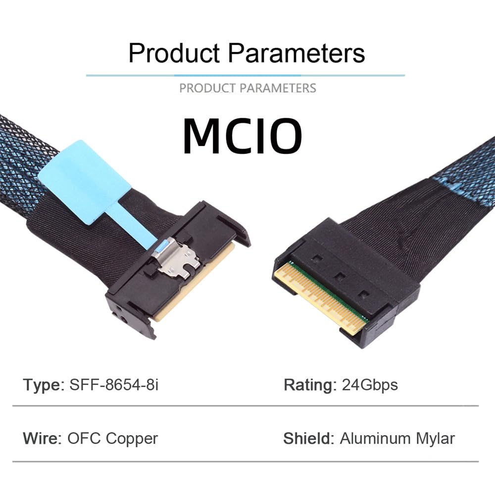 Xiwai MCIO SAS Папа к Slimline 8i Папа Мини Cool Edge IO Удлинитель Ножки SFF-8654 4.0 74-контактный PCI-E 74-контактный PCI-E 5.0 Кабель, 1.15