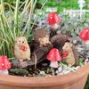 7pcs Cute Animal Sculpture Cartoon Garden Miniatures Figurine Hedgehog Mushroom Statue  Office