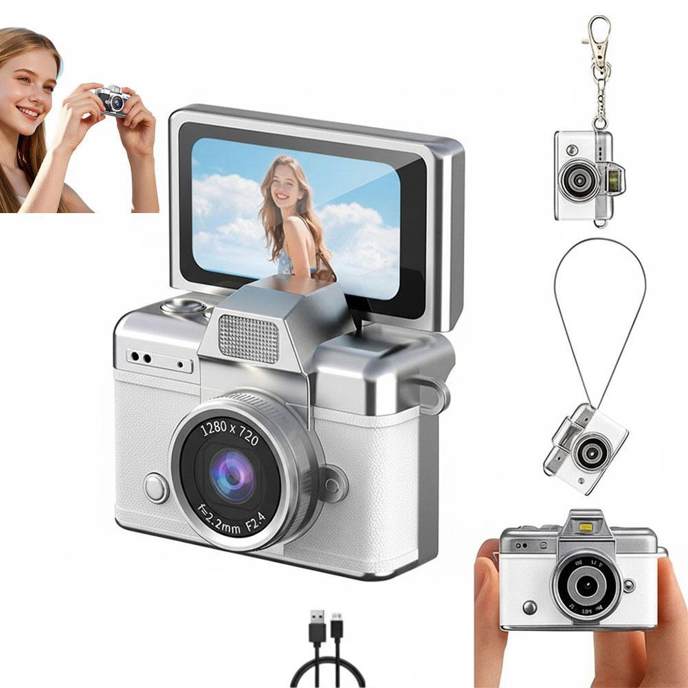 Retro Style Mini CCD Camera with 1.47 Inch Flip Screen Portable Sports Camera for Outdoor Travel Vlogging Photography Kids Gifts