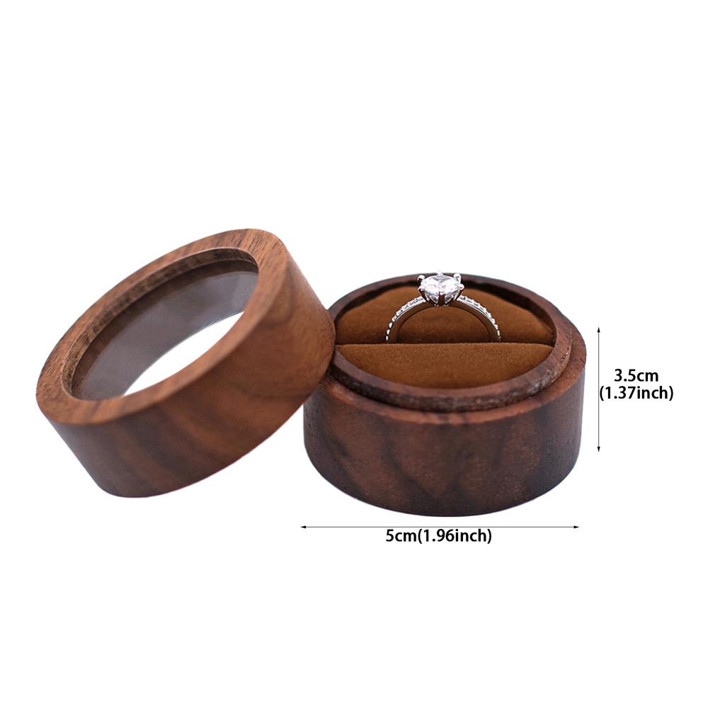 Дизайн круглого окна Кольцо из массива черного ореха Элегантная упаковка Роскошное ощущение День свадьбы Круглый держатель для помолвочного кольца