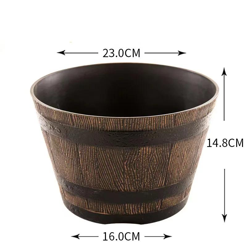 Plastic Planters Designed To Mimic Wine Barrels Are Suitable for Indoor and Outdoor Garden Home Plants