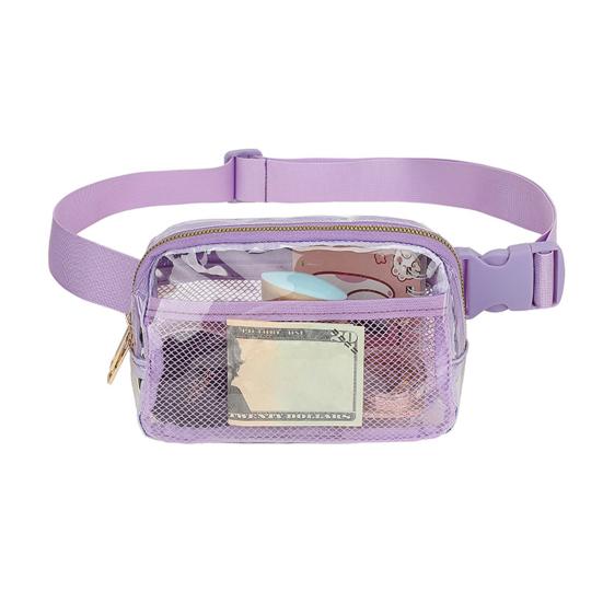 Belt Bag Large Capacity Water-Resistant Zipper Closure Stadium Approved Transparent Waist Bag