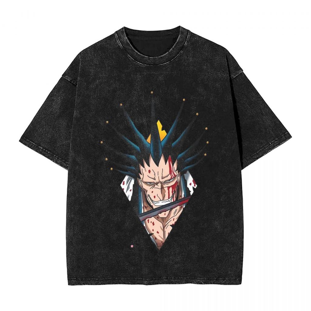 Bleach Kurosaki Ichigo Manga Print Tshirt Vintage Washed Oversized T Shirt Men Women Clothing Casual Cotton Short Sleeve Tees