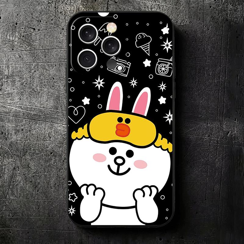 Cartoon Bear B-Browns C-Conys Soft Phone Case for iPhone 16 16E 17 Air 15 Pro Max 14 Plus 13 Mini 11 12 7 Black Cover Back Shell
