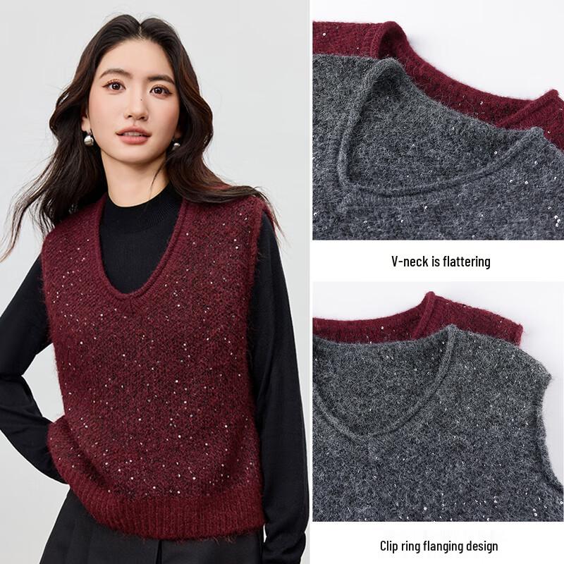 Женский жилет Shangdou Bila с V-образным вырезом, из смесовой шерсти