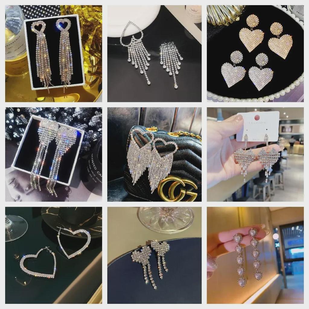 Серьги-подвески в форме сердца из серебра 925 пробы — модные, универсальные и в корейском стиле с акцентами из стразов