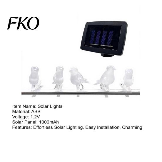 Solar String Lights for Yard Bird Lights, Outdoor Waterproof Garden Light, Warm Powered Patio Lighting Glow LED Light Balcony Lawn Decor Eco-friendly
