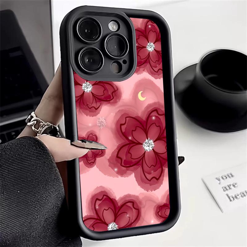 Чехол для телефона с алмазным цветочным дизайном для iPhone 16 Pro Max 15 Pro 11 12 13 14 Plus 16E XS X XR 7 8 Plus SE 2020 Силиконовый мягкий чехол