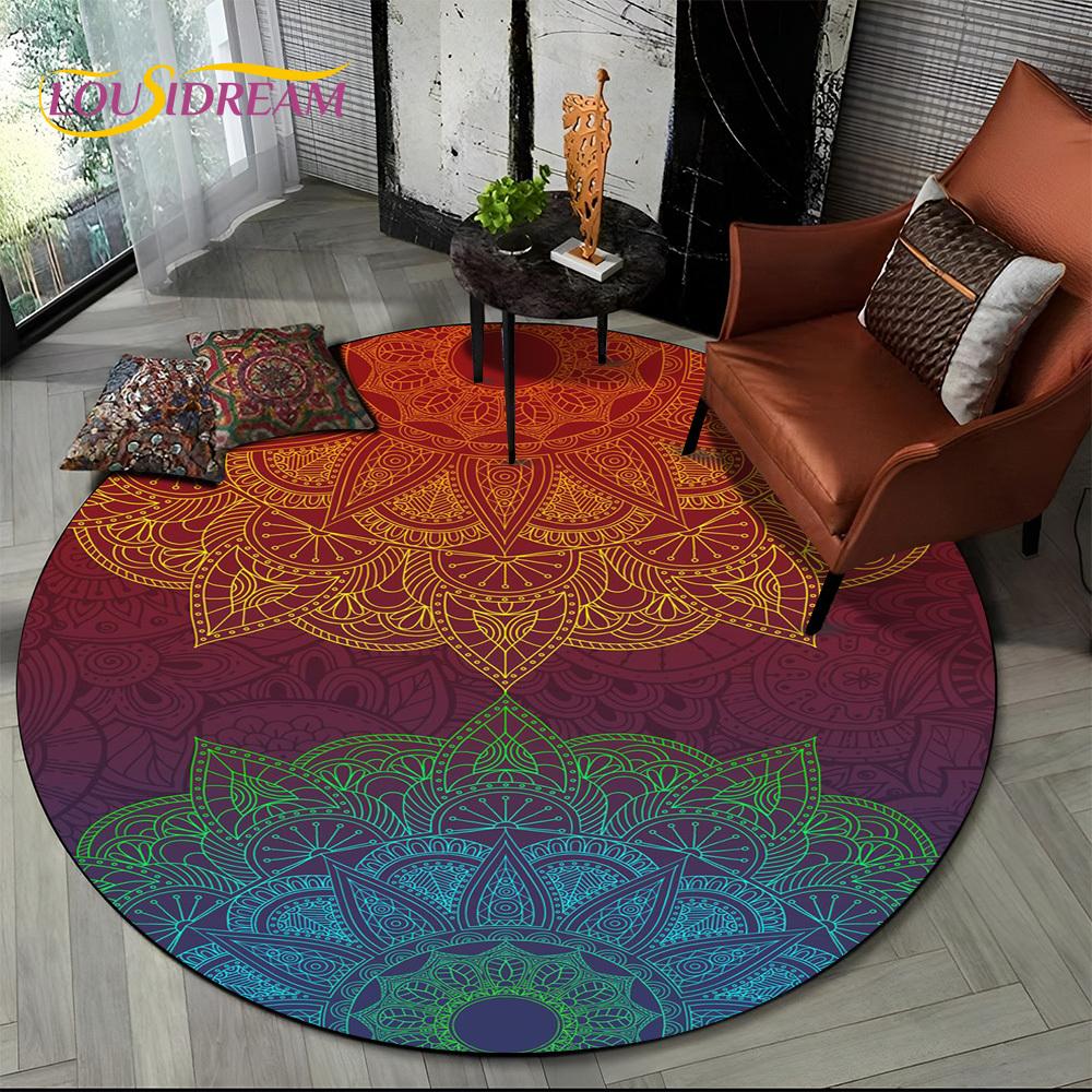 3D Meditation Mandala Bohemia nature Spirit Yoga Round Carpet Rug for Living Room Bedroom Child Decor,Pet Area Rug Non-slip Mat