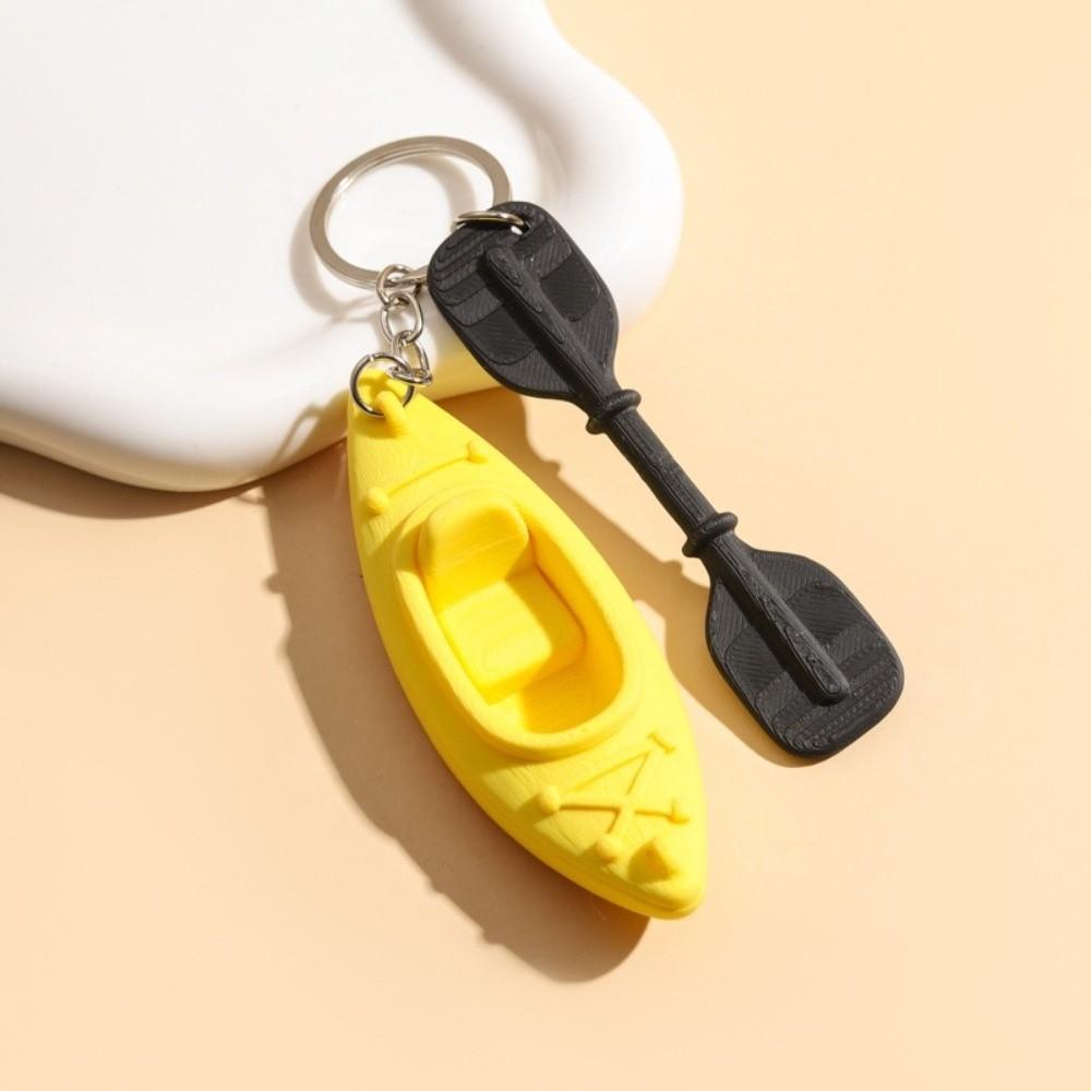 PLA Kayak Keychain 3D Shape Key Ring Decorative Trinket Canoe Pendant Gift