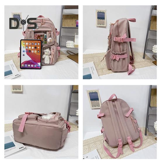 Студенческий рюкзак, эргономичный, большой емкости, рюкзак с плюшевым медведем, куклой для книги, ноутбука, повседневная школьная сумка в стиле ретро для подростков, школьных путешествий