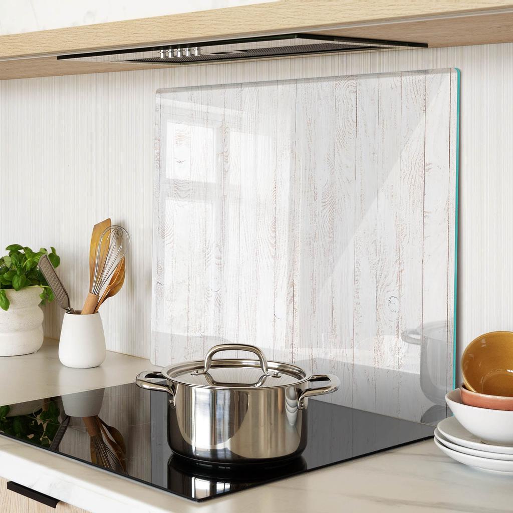 Kitchen Multifunctional Decorative Board Made of Tempered Glass and Wood 60x52 cm
