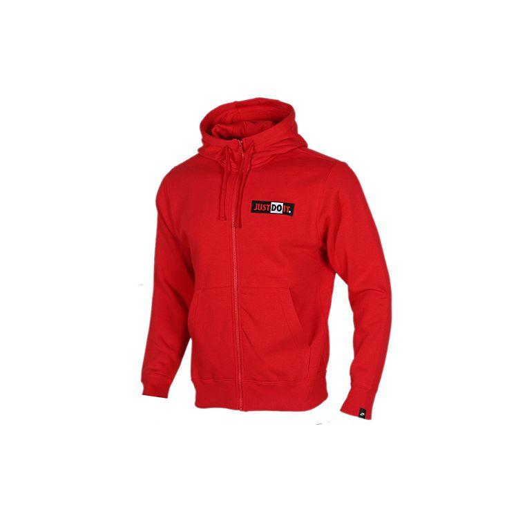 Nike SS20 Logo Hooded Fleece Casual Jacket Men Jackets Red CJ4755-657