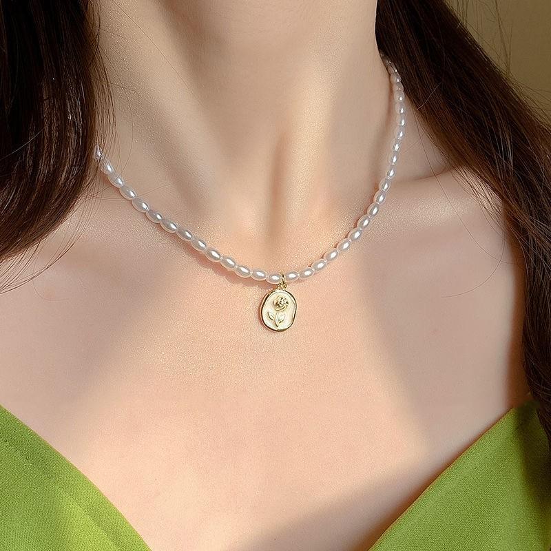 Ожерелье из пресноводного жемчуга, легкая роскошь, барочный кулон, ювелирные изделия высокого класса, французский изысканный, модный, простой