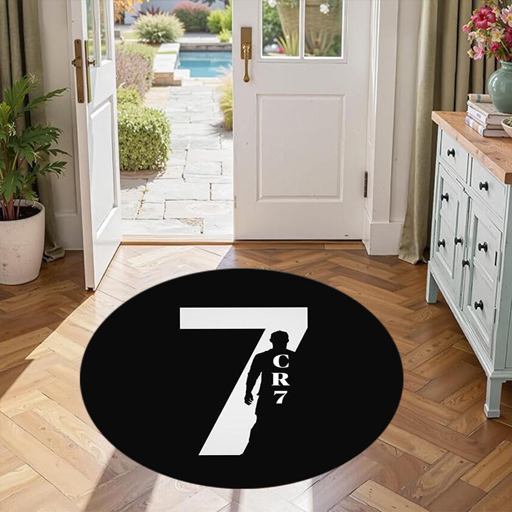 Cristiano Ronaldo Round Floor Rug Perfect for Playrooms Dining Room Decorate room Balcony Antislip Round Carpet Decorate Offices Wedding Party Gift