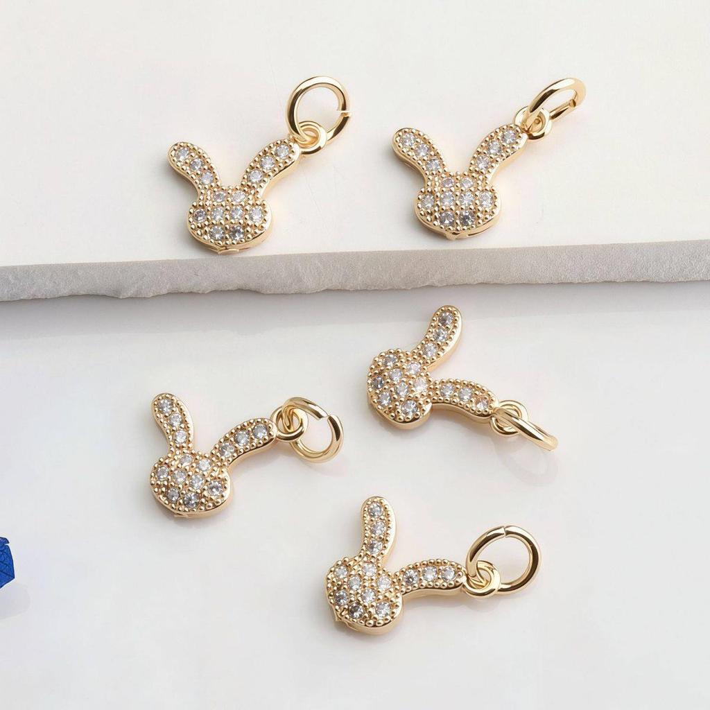 14K Gold Plated Zircon Rabbit Pendant for DIY Bracelets and Necklaces