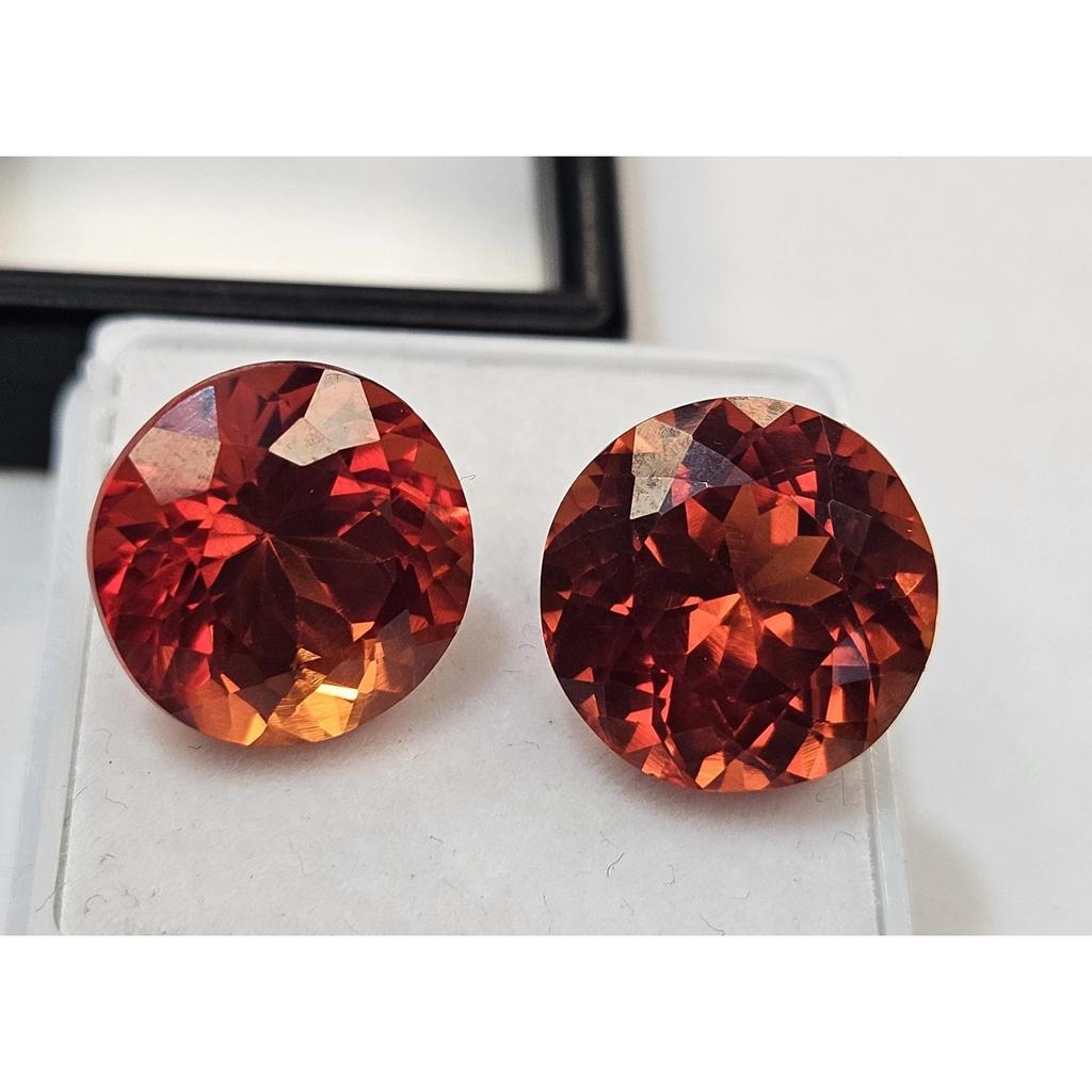 Padparadscha Sapphire For Earring Making Natural Round Cut 20+ Ct Pair Gemstone